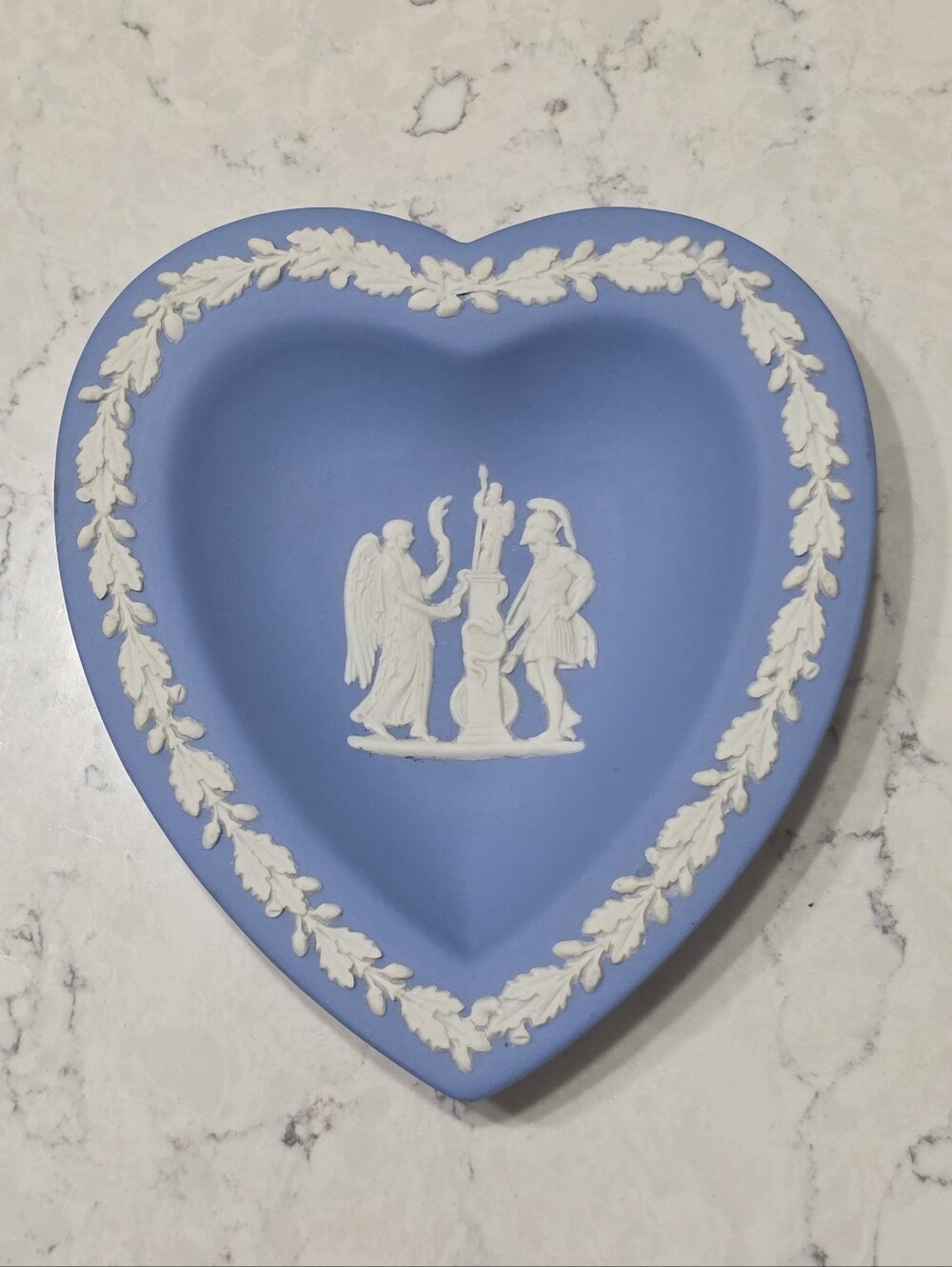 Vintage Wedgwood Blue Jasperware Heart Trinket Dish - Made in England